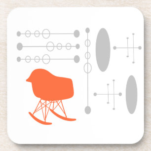 Grau-Muster Silhouette Mitte des 20. Jahrhunderts Getränkeuntersetzer