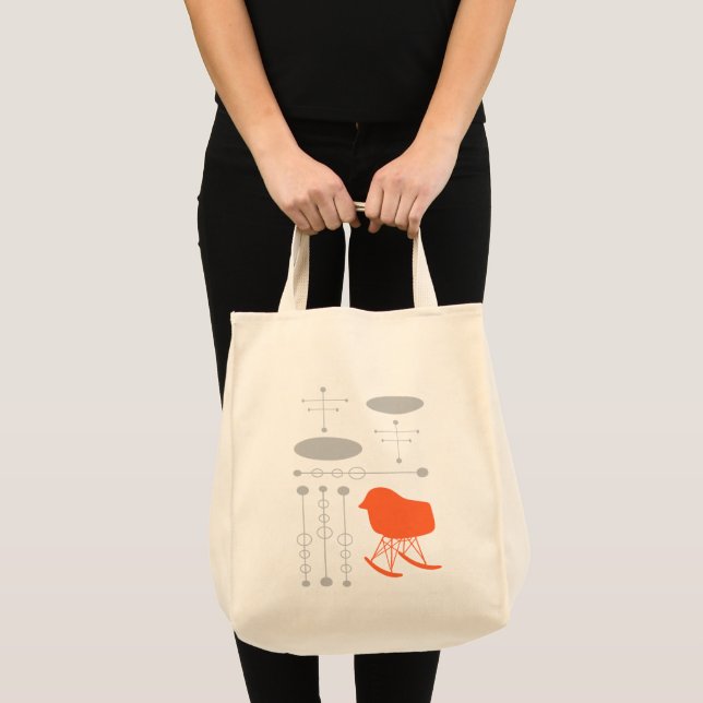 Grau-Muster Silhouette Mitte des 20. Jahrhunderts Tragetasche (Vorderseite (Produkt))