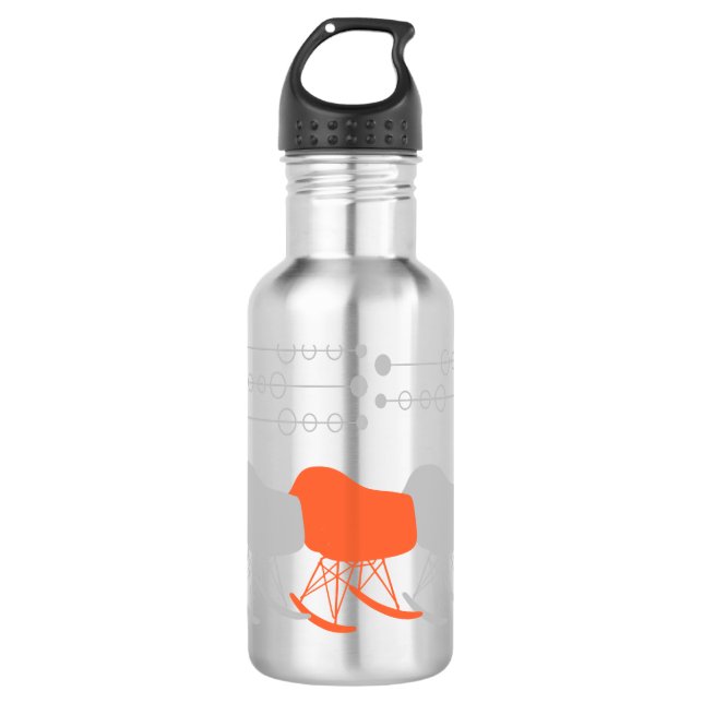 Grau-Muster Silhouette Mitte des 20. Jahrhunderts Trinkflasche (Vorderseite)