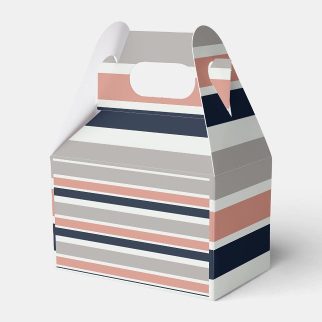 Grau Navy Blue Pink Küste Streifen Geschenkschachtel (Vorderseite)