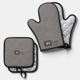Grau Nummer 1 Vater Ofenhandschuh & Topflappen-Set