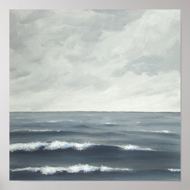 Grau Ocean Waves Fine Art Print Poster (Vorne)