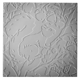 Grau Ombre Eichhörnchen Woodland Embossed Acorn E Fliese