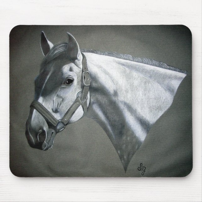 Grau on Gray Equine Art Mousepad (Vorne)