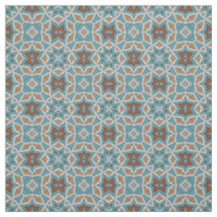 Grau Orange Brown Türkquoise Ethnisches Muster Kun Stoff