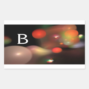 GRAU ORANGE YELLOW BLACK FRAKTAL BUBBLES MONOGRAMM RECHTECKIGER AUFKLEBER