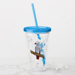 Grau-Papagei-Cartoon Acryltrinkbecher