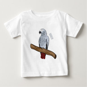 Grau-Papagei-Cartoon Baby T-shirt