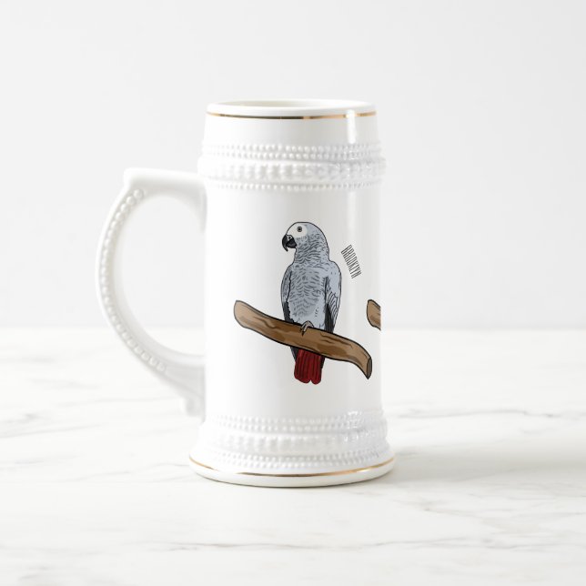 Grau-Papagei-Cartoon Bierglas (Links)