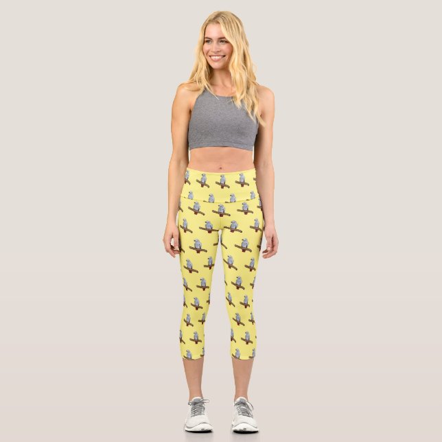Grau-Papagei-Cartoon Capri Leggings (Vorderseite)