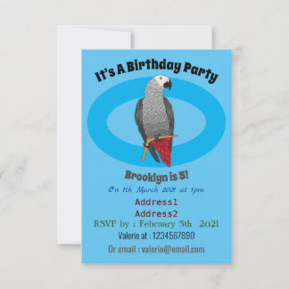 Grau-Papagei-Cartoon Einladung