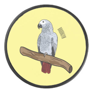 Grau-Papagei-Cartoon Eishockey Puck