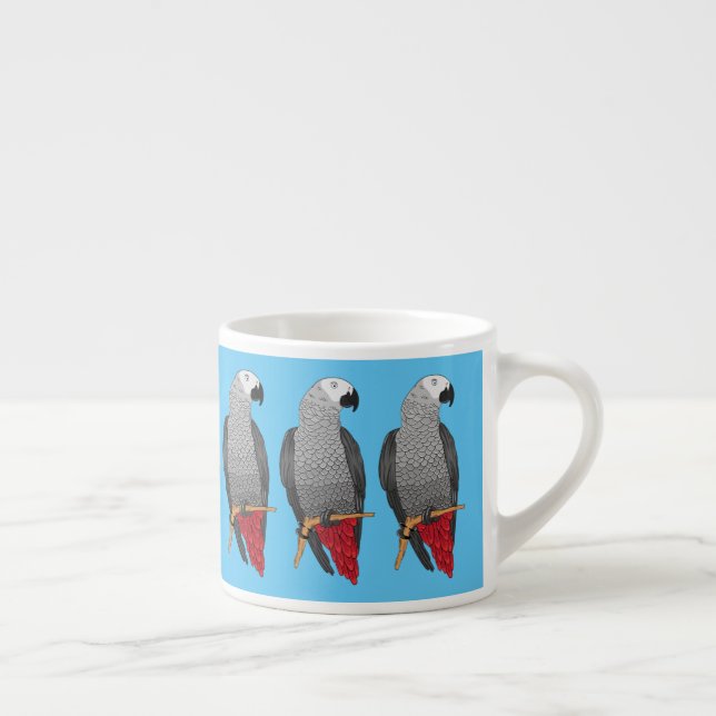 Grau-Papagei-Cartoon Espressotasse (Rechts)