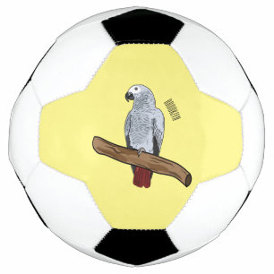 Grau-Papagei-Cartoon Fußball