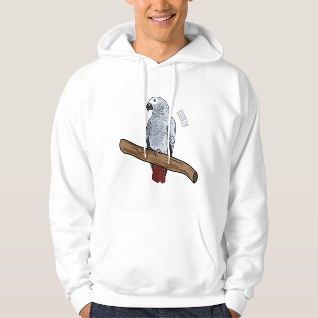 Grau-Papagei-Cartoon Hoodie (Vorderseite)
