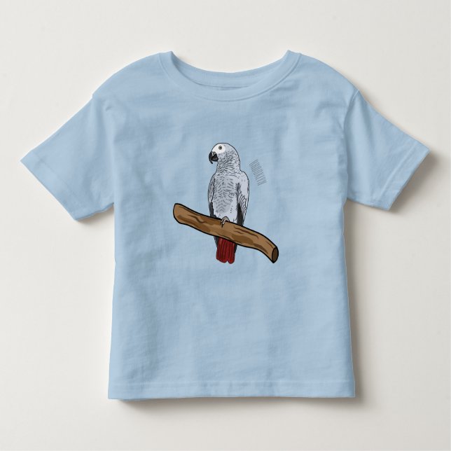 Grau-Papagei-Cartoon Kleinkind T-shirt (Vorderseite)