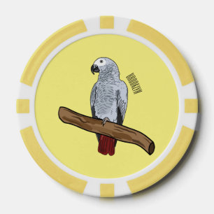 Grau-Papagei-Cartoon Pokerchips