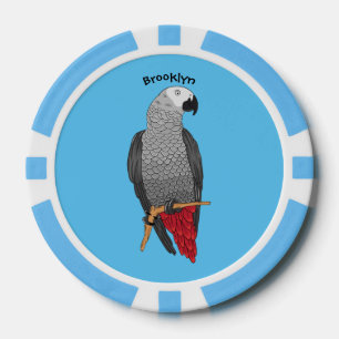 Grau-Papagei-Cartoon Pokerchips