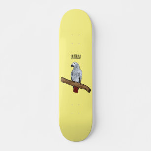 Grau-Papagei-Cartoon Skateboard