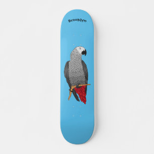 Grau-Papagei-Cartoon Skateboard