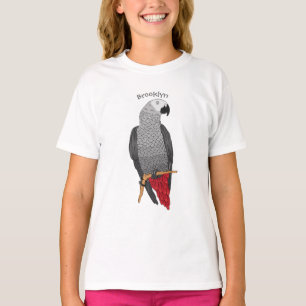 Grau-Papagei-Cartoon T-Shirt