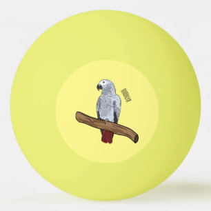 Grau-Papagei-Cartoon Tischtennisball