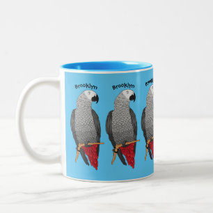 Grau-Papagei-Cartoon Zweifarbige Tasse