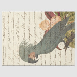 Grau Papagei mit Blume und kursiver Dekoupage Seidenpapier