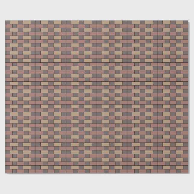 Grau Peach Pink Brick Wall Geschenkpapier (Flach)