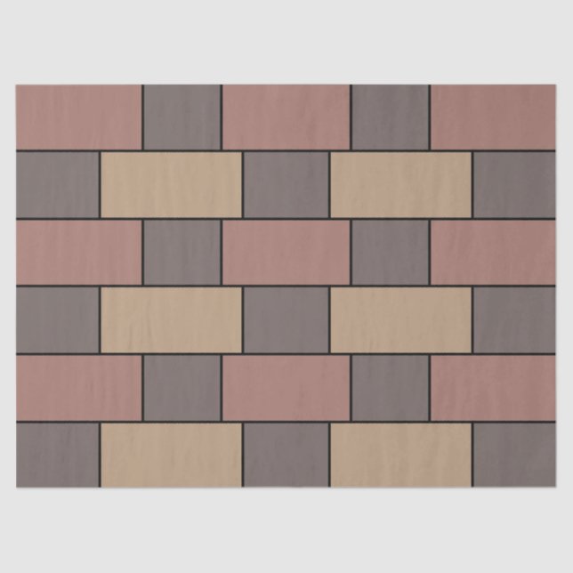 Grau Peach Pink Brick Wall Seidenpapier (Vorderseite)
