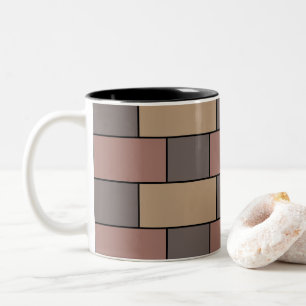 Grau Peach Pink Brick Wall Zweifarbige Tasse