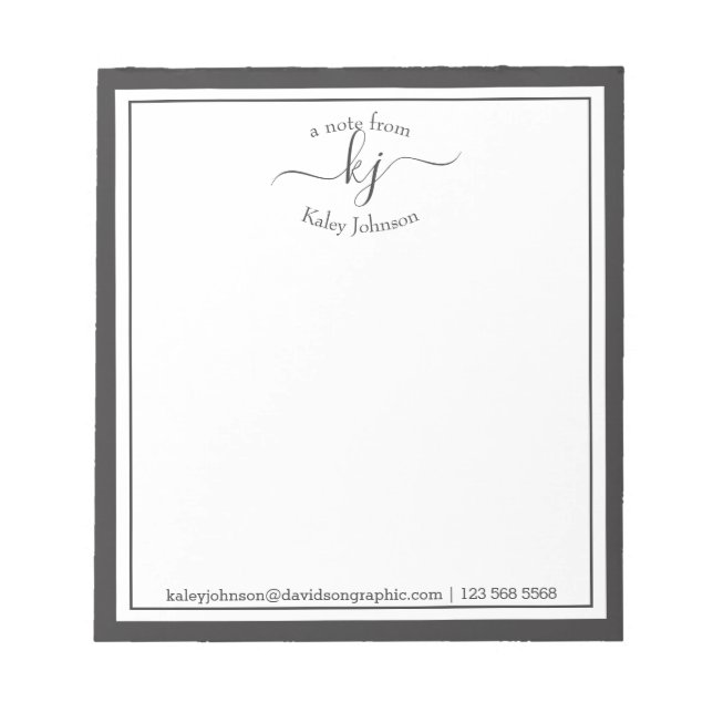 grau Personalisiert | Aus dem Schreibtisch des Not Notizblock (Vorderseite)