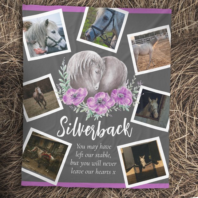 Grau-Pferd-Gedenkstätte lila Mohn-Blume Foto Fleecedecke (Von Creator hochgeladen)