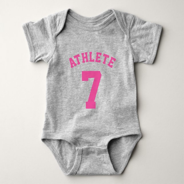 Grau & Pink Baby | Sports Jersey Design Baby Strampler (Vorderseite)