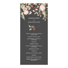 Grau-Pink-Hochzeitsprogramm für australische Blume Werbekarte