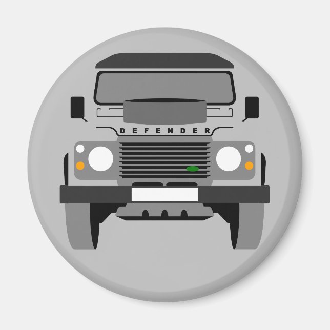 Grau Pop Art Classic Land Rover Magnet (Vorne)