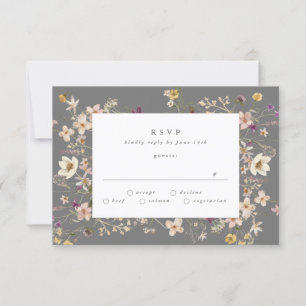 Grau PREMIUM Menge Getrocknete Wildblume RSVP Karte