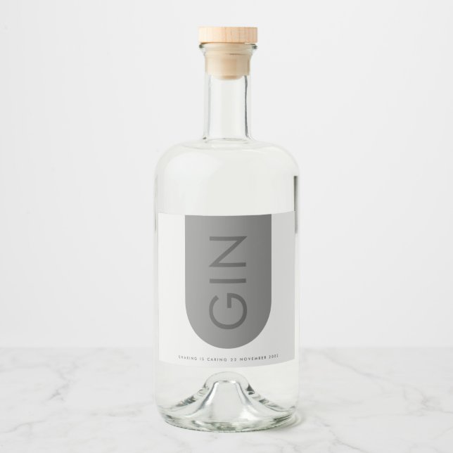 Grau Premium Ultimate Modernes Monogram Arch Gin Alkoholflaschenetikett (Vorderseite)