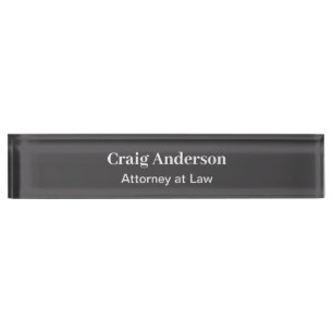 Grau Professionell Schlicht Modern Elegant Namensplakette