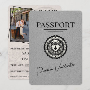 Grau Puerta Vallarta Reisepass Save The Date