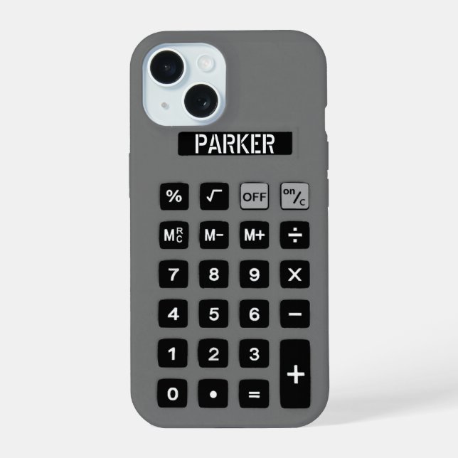 Grau-Rechner mit Name iPhone 15 Hülle (Rückseite)