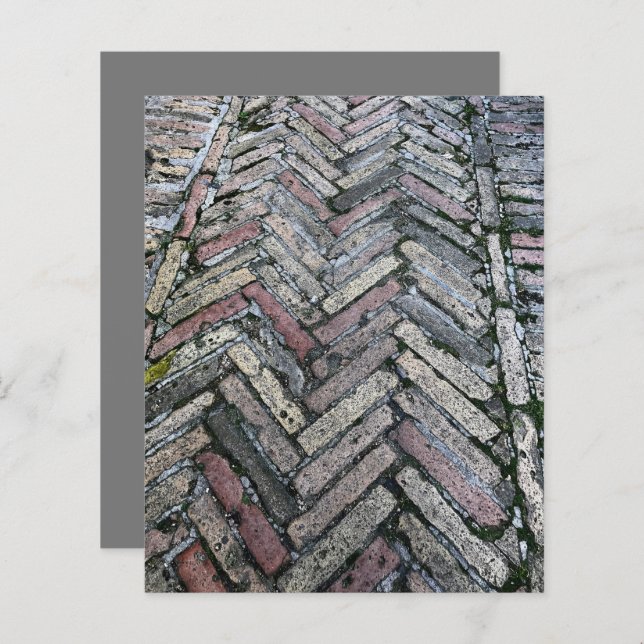 Grau Red Herringbone Pavers Scrapbook Paper (Vorne/Hinten)