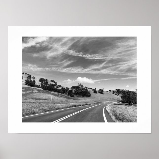 Grau Road California Black and White Fotografy Poster (Vorne)