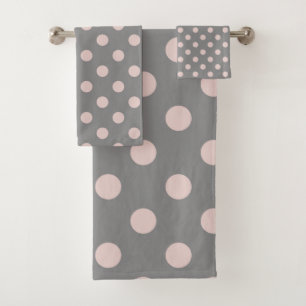 Grau & Rosa Blush Punkte Punkt Modern Badhandtuch Set