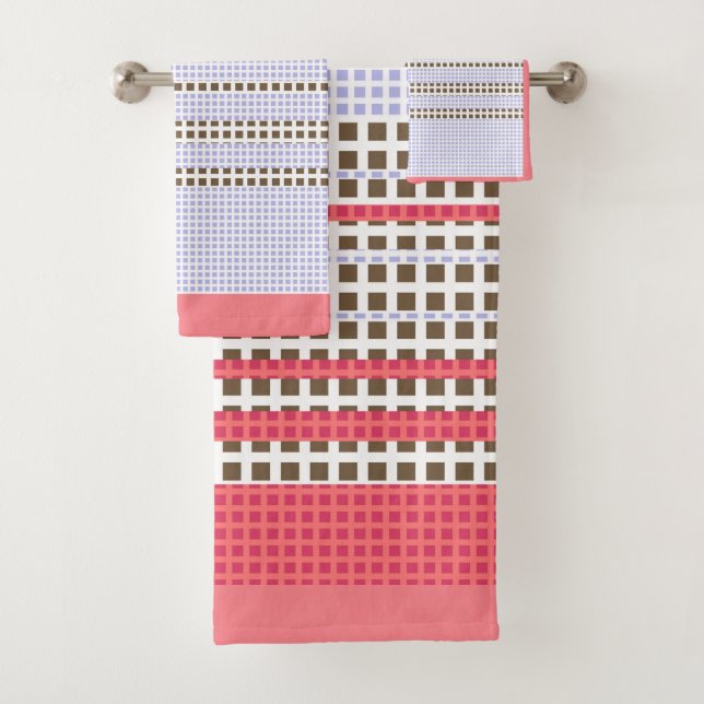 grau, rosa, braun, kariert badhandtuch set (Insitu)