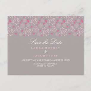 Grau & Rosa Frühlingshochzeit - Save-the-Date-Kart Einladung