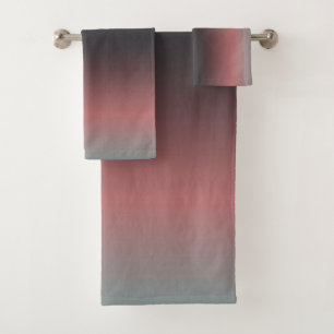 Grau, rosa, schwarzer Farbverlauf, Ombre. Badhandtuch Set