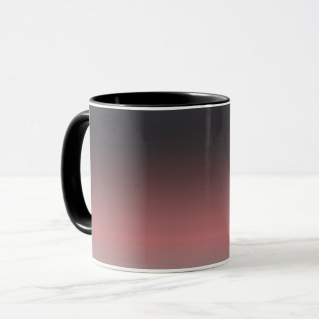 Grau, rosa, schwarzer Farbverlauf, Ombre. Tasse (Vorderseite Links)