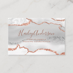 Grau & Rose Gold Glitzer Aquarell Gilded Agate Visitenkarte
