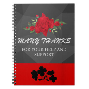 Grau Rot Floral Abstract Elegant Modern Süß Heiß Notizblock